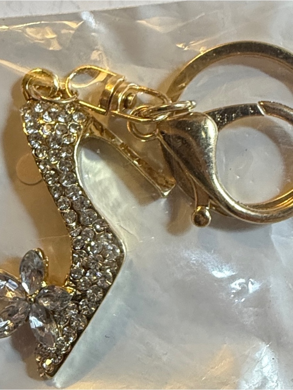 Gold Crystal High Heel Keychain purse Charm